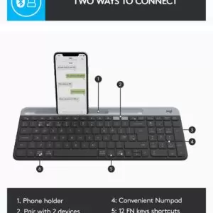 Logitech K580 Slim Multi-Device Wireless Keyboard for Chrome OS - Bluetooth/USB Receiver, Easy Switch, Desktop, Tablet, Smartphone, Laptop Compatible - Graphite, Medium (New & Open Box Items)