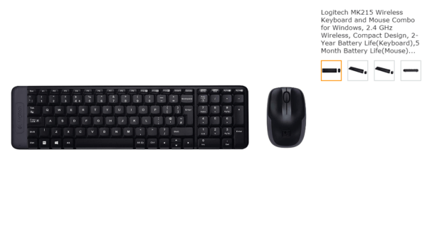 Logitech MK215 Wireless Keyboard and Mouse Combo for Windows, 2.4 GHz Wireless, Compact Design, 2-Year Battery Life(Keyboard),5 Month Battery Life(Mouse) PC/Laptop- Black