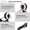 Tukzer HD 1080P Webcam with Microphone and Ring Light, Plug and Play Web Camera, Adjustable Brightness, Streaming Webcam, USB Webcam for PC Desktop Laptop, MAC, Zoom Skype, YouTube (TZ-WC1) - Image 6
