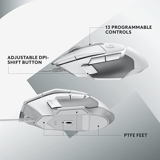 Logitech G502 X Wired Gaming Mouse - LIGHTFORCE Hybrid Optical-Mechanical Primary switches, Hero 25K Gaming Sensor, Compatible with PC/macOS/Windows - White - Image 4