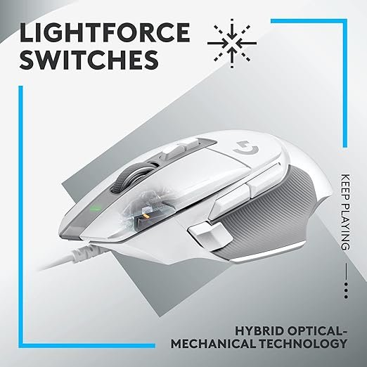 Logitech G502 X Wired Gaming Mouse - LIGHTFORCE Hybrid Optical-Mechanical Primary switches, Hero 25K Gaming Sensor, Compatible with PC/macOS/Windows - White - Image 2
