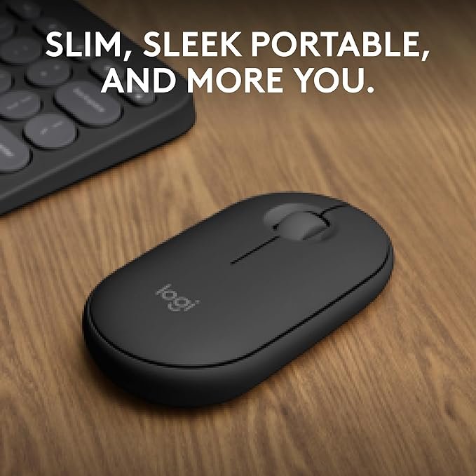 Logitech Pebble Mouse 2 M350s Slim Bluetooth Wireless Mouse, Portable, Lightweight, Customisable Button, Quiet Clicks, Easy-Switch for Windows, macOS, iPadOS, Android, Chrome OS - Tonal Graphite - Image 3