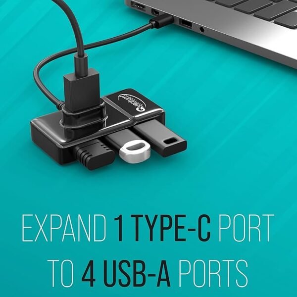 Quantum 4 Port USB C hub (Type C to 4 USB-A Ports), 1 Port 3.0 & 3 Port 2.0 High Speed Data Transfer, Plug Play Usage, Compatible with Laptop, MacBook, PC and Other Type-C Devices, QHM7532 (Black) - Image 5