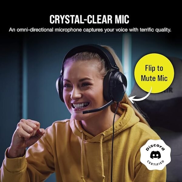 Corsair HS55 Stereo Gaming Wired On Ear Headset (Leatherette Memory Foam Ear Pads, Lightweight Construction, Omni-Directional Microphone, Multi-Platform Compatibility Included Y-Cable Adapter), Carbon - Image 2