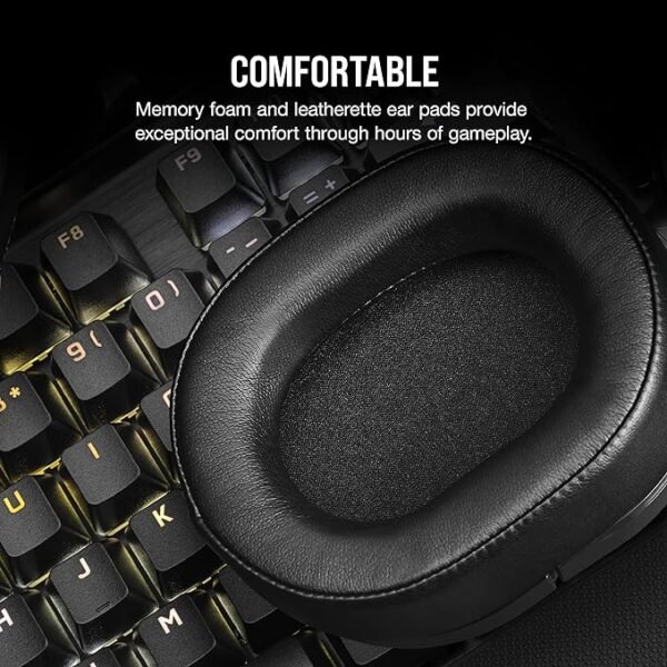 Corsair HS55 Stereo Gaming Wired On Ear Headset (Leatherette Memory Foam Ear Pads, Lightweight Construction, Omni-Directional Microphone, Multi-Platform Compatibility Included Y-Cable Adapter), Carbon - Image 3