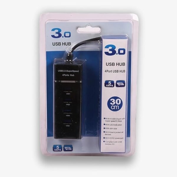 UkTech 4 Port USB 3.0 Hub with Hi-Speed Data Transfer, LED Indication - Image 2