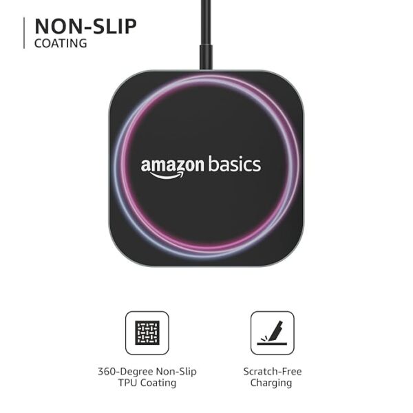 Amazon Basics Magnetic Wireless Charger | 15W Max Fast Charging Square Pad | Compatible with iPhone 13/13 Pro/13 Mini/13 ProMax/12/11, Samsung Galaxy S21/S20/Note 10/Edge Note 20Ultra/S10, AirPods Pro - Image 3