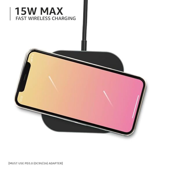 Amazon Basics Magnetic Wireless Charger | 15W Max Fast Charging Square Pad | Compatible with iPhone 13/13 Pro/13 Mini/13 ProMax/12/11, Samsung Galaxy S21/S20/Note 10/Edge Note 20Ultra/S10, AirPods Pro - Image 6