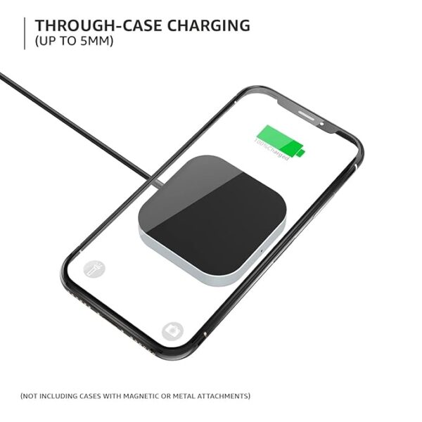 Amazon Basics Magnetic Wireless Charger | 15W Max Fast Charging Square Pad | Compatible with iPhone 13/13 Pro/13 Mini/13 ProMax/12/11, Samsung Galaxy S21/S20/Note 10/Edge Note 20Ultra/S10, AirPods Pro - Image 4