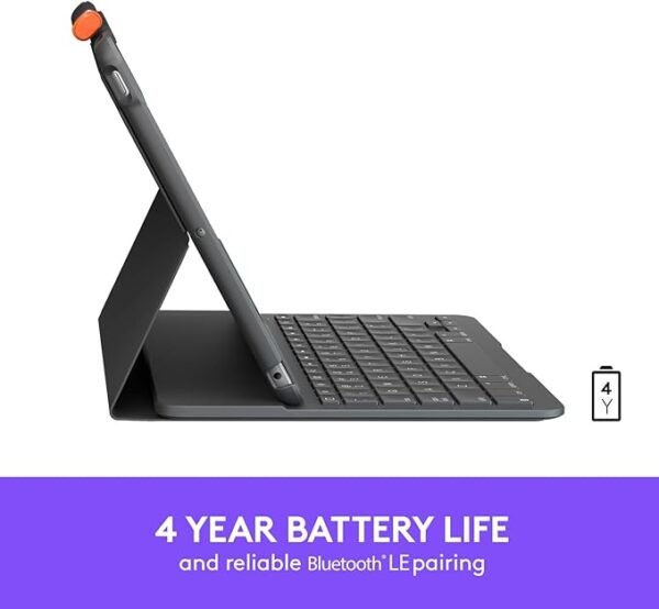 Logitech IPad (7th, 8th Generation) Keyboard Case Slim Folio with Integrated Wireless Keyboard (Graphite) - Image 4