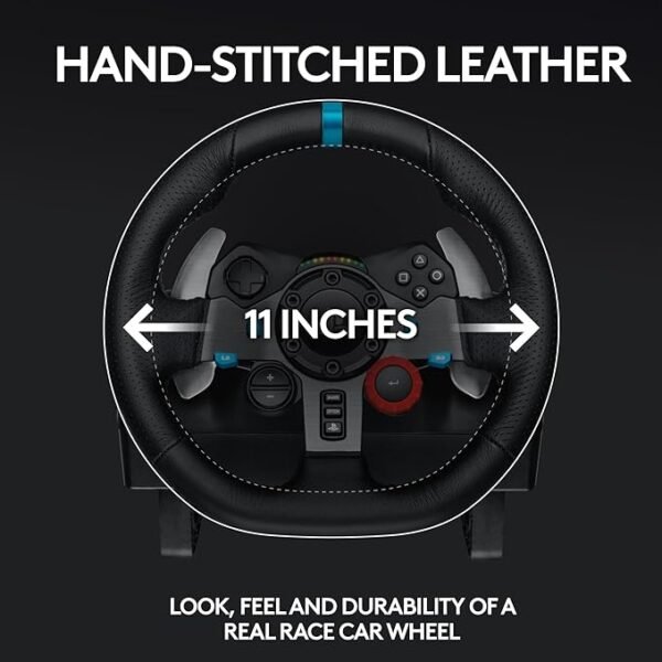 Logitech G29 Driving Force Racing Wheel and Floor Pedals, Real Force Feedback, Stainless Steel Paddle Shifters, Leather Steering Wheel Cover for PS5, PS4, PC, Mac - Black - Image 3