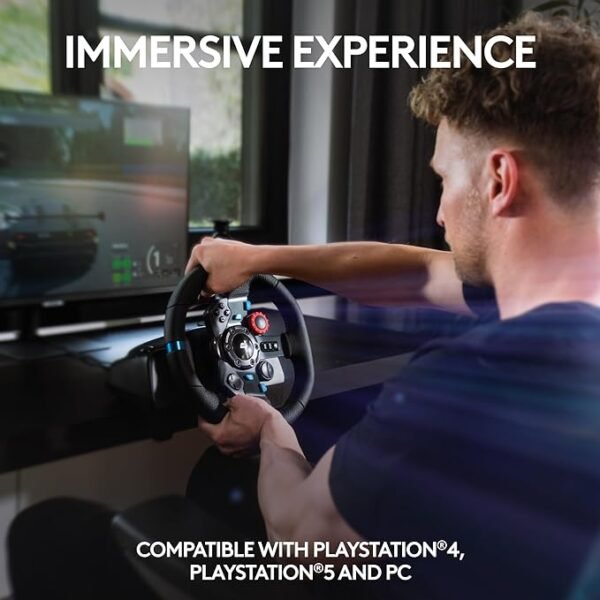 Logitech G29 Driving Force Racing Wheel and Floor Pedals, Real Force Feedback, Stainless Steel Paddle Shifters, Leather Steering Wheel Cover for PS5, PS4, PC, Mac - Black - Image 5