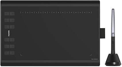 HUION H610PRO V2 Graphic Drawing Tablets 10x6 inch Digital Drawing Pad for Computer/Mac, 8192 Battery-Free Pen Tilt Function, Glove and 18 Pen Nibs Included (Open Box New)