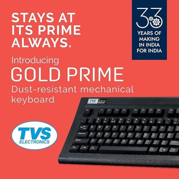 TVS ELECTRONICS Gold Prime Mechanical Wired Keyboard | Dustproof Key switches | Guaranteed 50 Million keystrokes | 1.5 Meter USB Cable, USB Gold Keyboard (Black) - Image 4