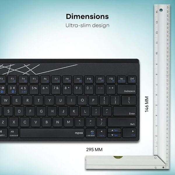 Rapoo K8000M Multi-Mode Keyboard,Bluetooth 3.0/4.0 Wireless 2.4 GHz Compatible with Windows, iOS, Android, Tablets, Smartphones - Blk, 3-Year Warranty - Image 2