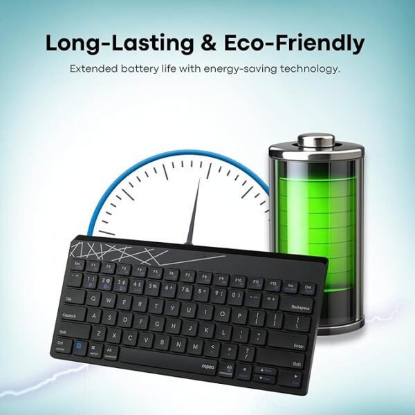 Rapoo K8000M Multi-Mode Keyboard,Bluetooth 3.0/4.0 Wireless 2.4 GHz Compatible with Windows, iOS, Android, Tablets, Smartphones - Blk, 3-Year Warranty - Image 3