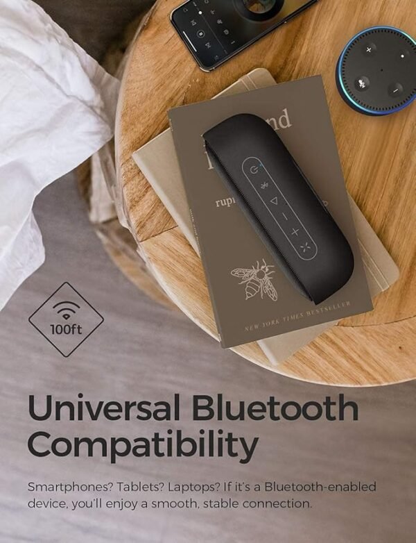 Tribit MaxSound Plus 24W Bluetooth Wireless Speakers,Powerful Louder Sound&Exceptional XBass(Independent XBass Button),Built in Mic,IPX7 Waterproof,20H Playtime,100ft BT Range for Party/Travel,Black - Image 2