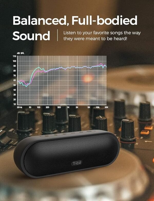Tribit MaxSound Plus 24W Bluetooth Wireless Speakers,Powerful Louder Sound&Exceptional XBass(Independent XBass Button),Built in Mic,IPX7 Waterproof,20H Playtime,100ft BT Range for Party/Travel,Black - Image 4