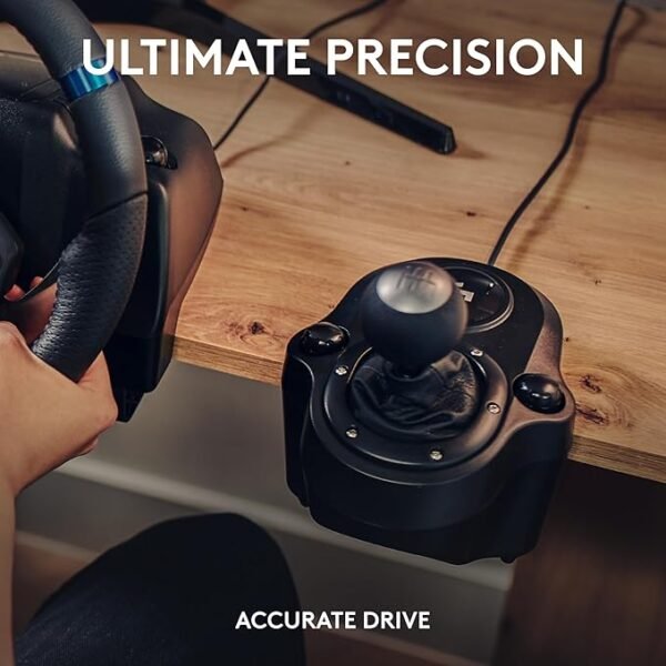 Logitech G Driving Force Racing Wheels Shifter for G29, G920 & G923, 6 Speed, Push Down Reverse Gear, Steel and Leather Construction for PC - Black - Image 4