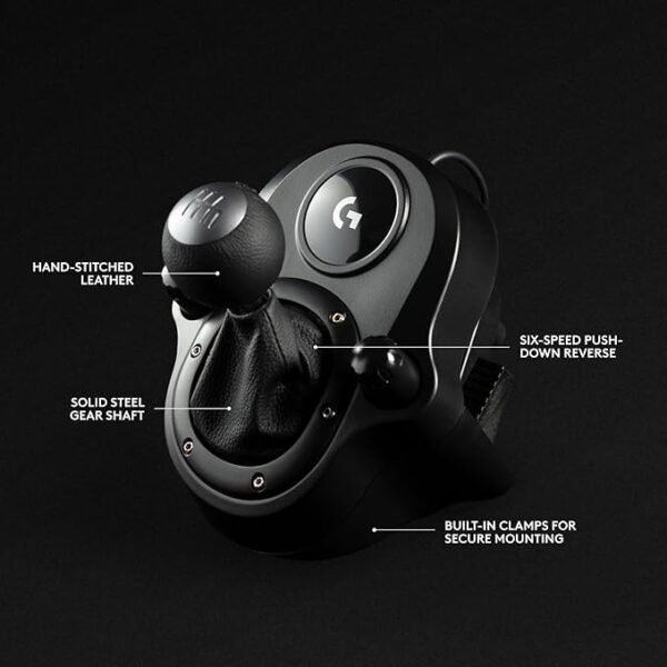 Logitech G Driving Force Racing Wheels Shifter for G29, G920 & G923, 6 Speed, Push Down Reverse Gear, Steel and Leather Construction for PC - Black - Image 3