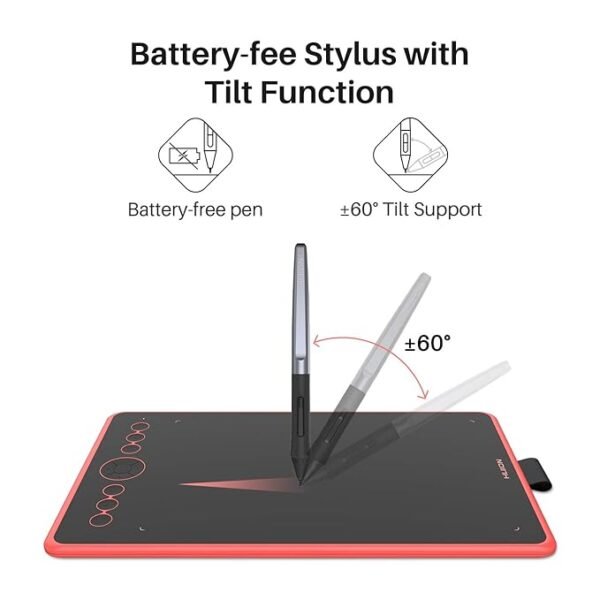 HUION Inspiroy Ink H320M Drawing Tablet, Dual-Purpose LCD Writing Tablet 8192 Pen Pressure Battery-Free Stylus Tilt Function Android Supported with Sleeve Bag (Red)) - Image 6