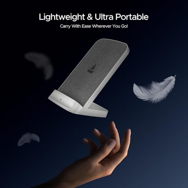 boAt Powerpod 200 Wireless Charger w/ 15W Wireless Charging, Premium Fiber Cloth Build, Dual Coils, Anti-Slip Grip, 6mm Transmission Range, Smart IC Protection, LED Indicator(White) - Image 2