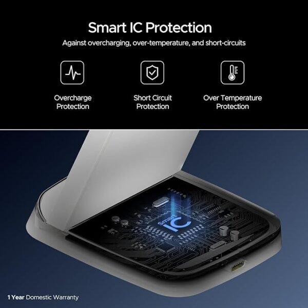 boAt Powerpod 200 Wireless Charger w/ 15W Wireless Charging, Premium Fiber Cloth Build, Dual Coils, Anti-Slip Grip, 6mm Transmission Range, Smart IC Protection, LED Indicator(White) - Image 4