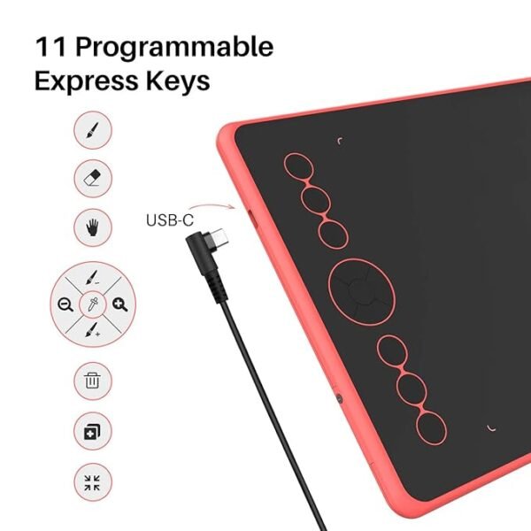 HUION Inspiroy Ink H320M Drawing Tablet, Dual-Purpose LCD Writing Tablet 8192 Pen Pressure Battery-Free Stylus Tilt Function Android Supported with Sleeve Bag (Red)) - Image 5
