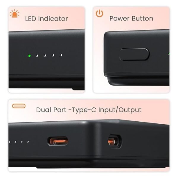 Portronics Chyro 10000mAh Magnetic Wireless Fast Charging Powerbank with MagSafe Mobile Stand,in-Built Type C Cable,20W Max Output for iPhone 12 & Above, Android & Other Qi Enabled Devices(Black) Visit the Portronics Store - Image 2