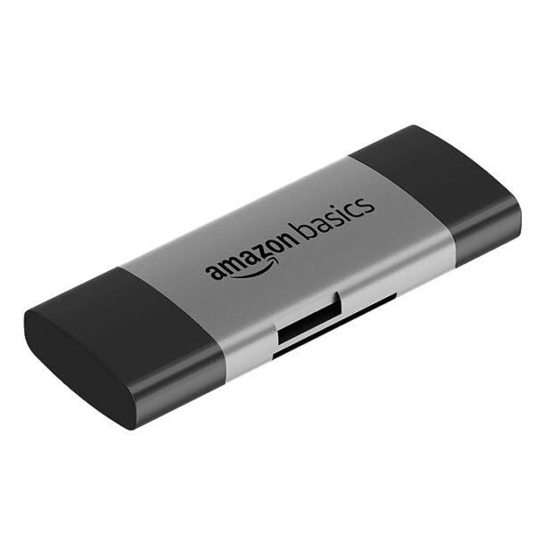 Amazon Basics OTG Card Reader and Hub with Type-C, USB & Micro USB Ports | Portable Memory Card Reader Supports USB Drives, TF, SD, Micro SD, SDHC, SDXC, MMC (Grey) - Image 4