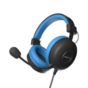 Amazon Basics Wired Over Ear Gaming Headphones mic for PC, Laptop | Static RGB | Black - Blue (Open box new)