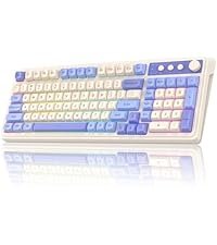 AULA S99 3 in 1 World's First Silicon Membrane Gaming Keyboard | Bluetooth/2.4GHz/USB-C Balls Keycap Keybaord with Knob | Programmable RGB Backlit Gaming Keyboard for PC/Xbox/PS5 (Purple) (Open box new)