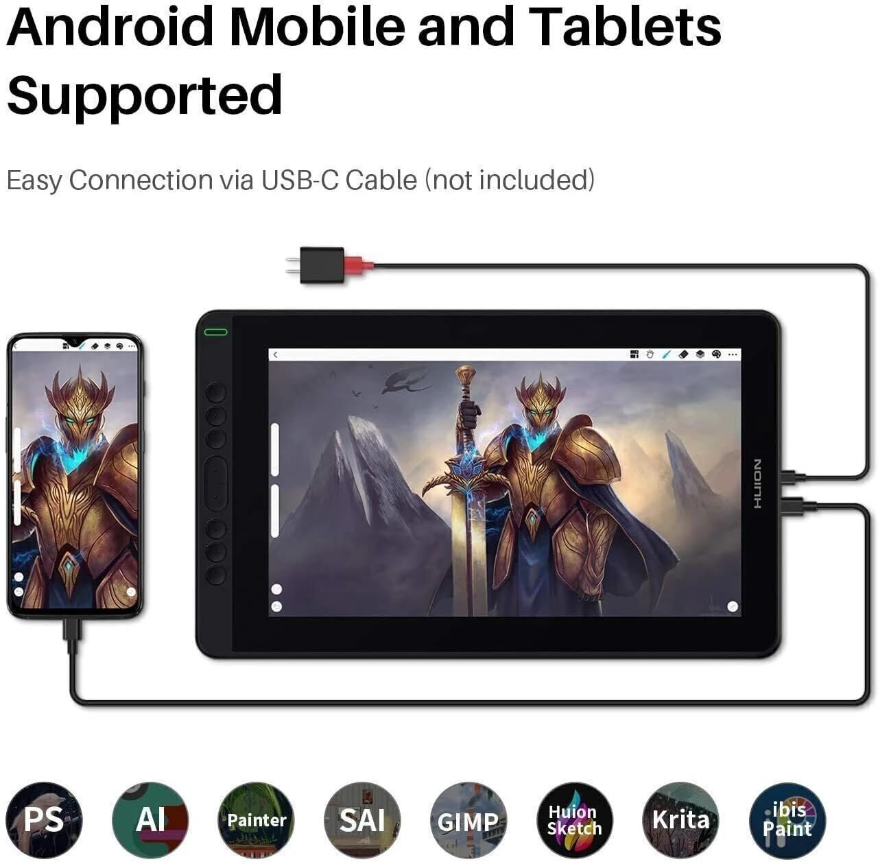 HUION Kamvas 13 Graphic Pen Tablet, Full Laminated Screen & Tilt Function | Support MacOS,Windows, Android, Battery Free Stylus | Pressure Sensitivity-8192(13.3inch)(Tilt Adjustable Stand)- Violet (Open box new) - Image 5