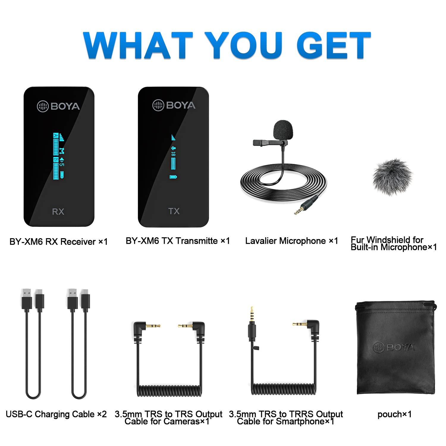 Boya BY-XM6-S1 2.4GHz Dual Channel Ultra-Compact Wireless Microphone System with OLED Display Real-time Monitoring Rechargable for vlogging, Live Streaming, Interview for DSLR Camera Smartphone PC… - Image 2