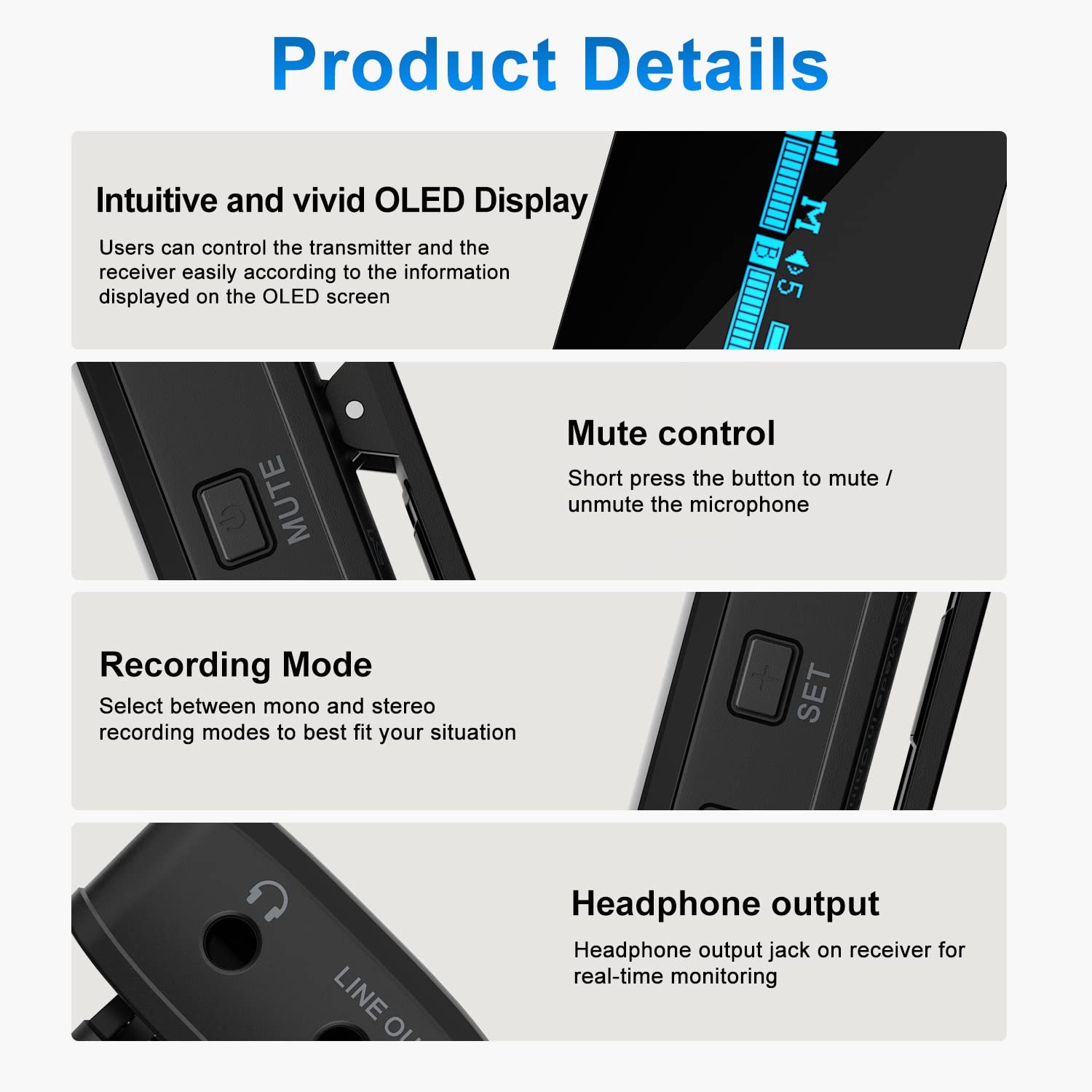 Boya BY-XM6-S1 2.4GHz Dual Channel Ultra-Compact Wireless Microphone System with OLED Display Real-time Monitoring Rechargable for vlogging, Live Streaming, Interview for DSLR Camera Smartphone PC… - Image 5