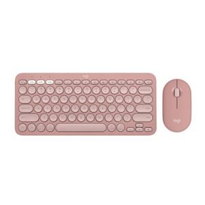 Logitech Pebble 2 Combo, Wireless Keyboard and Mouse, Quiet and Portable, Customisable, Logi Bolt, Bluetooth, Easy-Switch for Windows, macOS, iPadOS, Chrome - Tonal Rose (Open Box New)