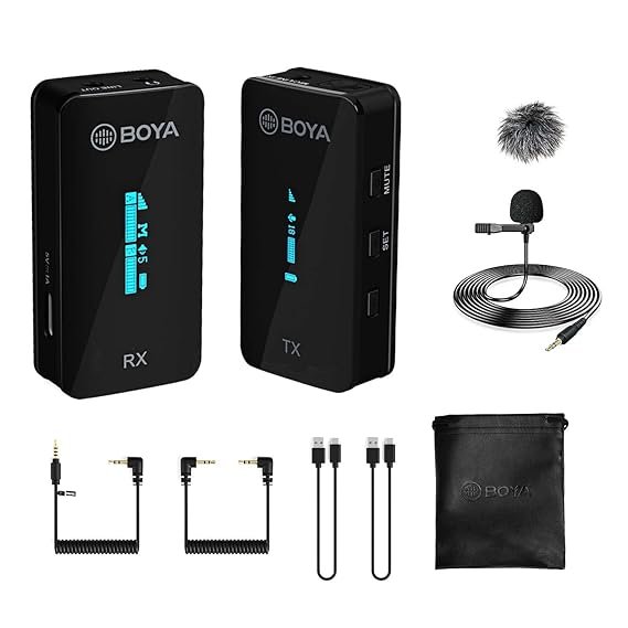 Boya BY-XM6-S1 2.4GHz Dual Channel Ultra-Compact Wireless Microphone System with OLED Display Real-time Monitoring Rechargable for vlogging, Live Streaming, Interview for DSLR Camera Smartphone PC… - Image 7