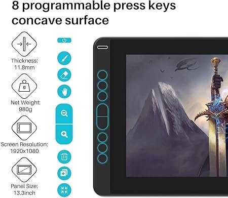 HUION Kamvas 13 Graphic Pen Tablet, Full Laminated Screen & Tilt Function | Support MacOS,Windows, Android, Battery Free Stylus | Pressure Sensitivity-8192(13.3inch)(Tilt Adjustable Stand)- Violet (Open box new) - Image 4