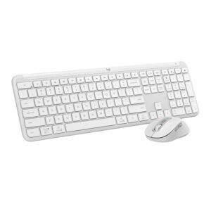 Logitech MK950 Signature Slim Wireless Keyboard and Mouse Combo, Sleek Design, Quiet Typing and Clicking, Switch Across Three Devices, Bluetooth, Multi-OS, Works with Windows and Mac - White(Sealed pack)