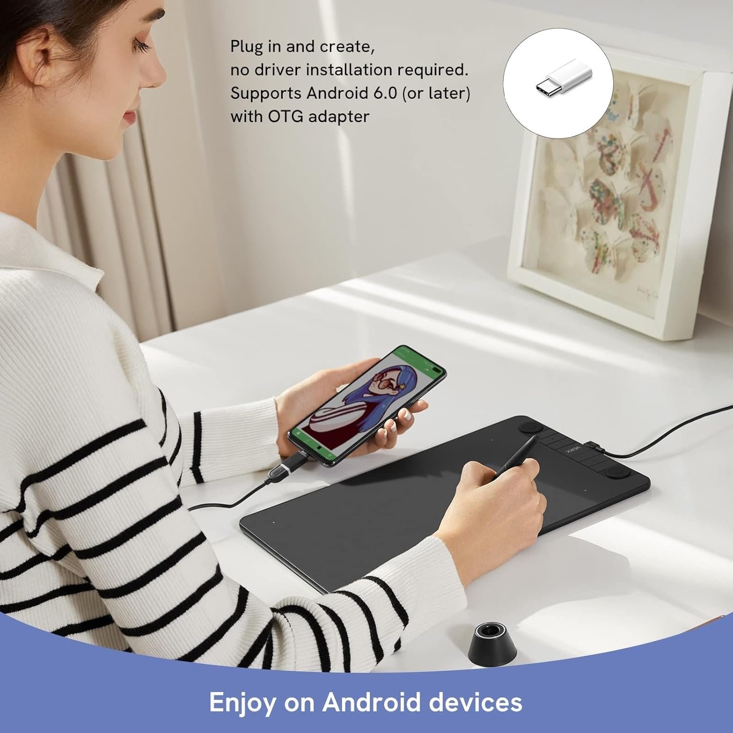 VEIKK VK1060PRO Drawing Tablet,10x6 inch/25.4 x15.24cm Graphic Pen Tablet, 2 Quick Dials,6 Express Keys, Battery-Free Stylus with Tilt Function, Compatible with Win Mac Linux Android OS (8192 Levels) (Open box new) - Image 4