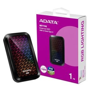 ADATA SE770G 1TB External Solid State Drive/SSD, USB 3.2 Gen 2 with Type-C, Read/Write Speed up to 1000/800 MB/s - ASE770G-1TU32G2-CBK (Black) (Sealed pack)