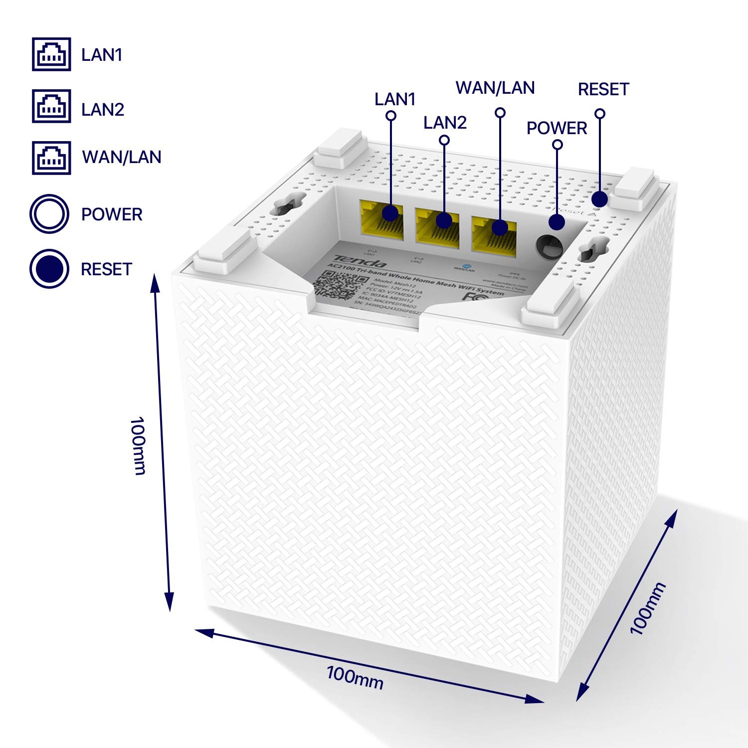 Tenda MW12 AC2100 Tri-Band Whole Home Mesh Wi-Fi System, 3 Gigabit Ports, 6000sq² Wi-Fi Coverage, Easy Set Up, Work with Amazon Alexa, Router and Wi-Fi Booster Replacement (Pack of 3) (Sealed pack) - Image 2