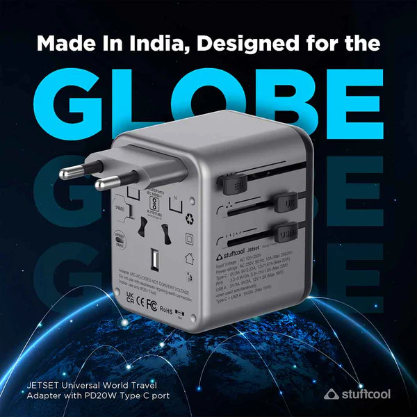 Jetset Universal World Travel Adapter with PD20W Type C port (Sealed pack) - Image 4