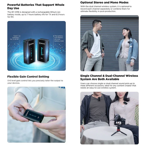 BOYA BY-XM6-S2 Ultracompact 2.4GHz Dual-channel Wireless Camera Microphone (Open box new) - Image 5