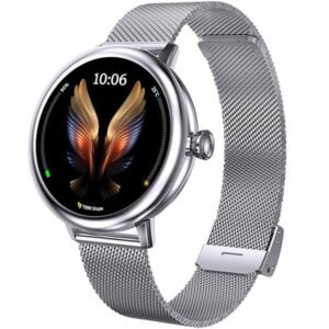 beatXP Eva 1.2" Super AMOLED Display, Bluetooth Calling Smart Watch for Women, Metal Body, 360 * 360px, Menstrual Tracker, 100+ Sports Modes, 24/7 Health Tracking, Rotary Crown, IP68 - Silver (Sealed pack)