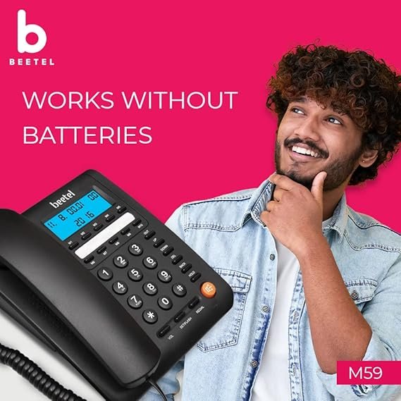 Beetel M59N Caller ID Corded Landline Phone with 16 Digit LCD Display & Adjustable contrast,10 One Touch Memory Buttons,2Ways SpeakerPhone,Music On Hold,Solid Build Quality,Classic Design(Black)(M59N) (Open box new) - Image 6
