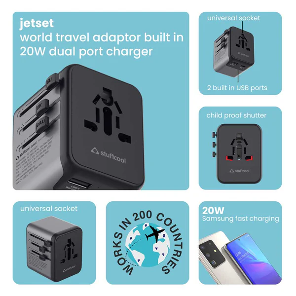 Jetset Universal World Travel Adapter with PD20W Type C port (Sealed pack) - Image 5