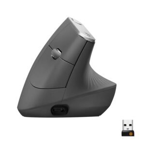 Logitech MX Vertical Wireless Mouse with Free Adobe Subscription, Ergonomic Design Reduces Muscle Strain, Move Content Between 3 Windows and Apple Computers, Rechargeable, Graphite(Open box new)