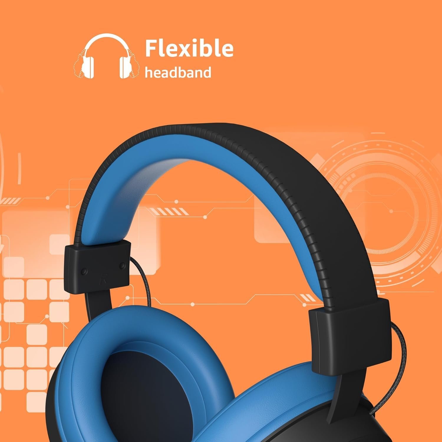 Amazon Basics Wired Over Ear Gaming Headphones mic for PC, Laptop | Static RGB | Black - Blue (Open box new) - Image 2