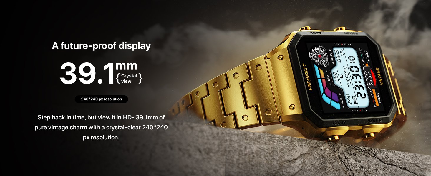 Fire-Boltt Vintage Smartwatch 39.1mm (1.54 inch) TFT Display, Stainless Steel Design, Bluetooth Calling, Multiple Sports Modes, Weather Updates, Smart Reminders (Open box new) - Image 2